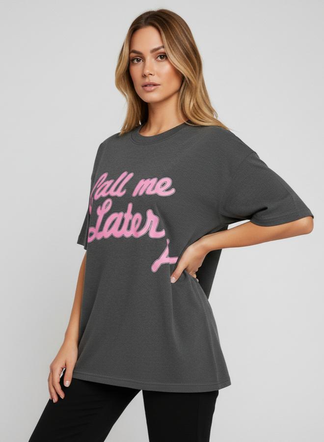 PAUSE Women Grey Graphic Print T-Shirt - Image 4